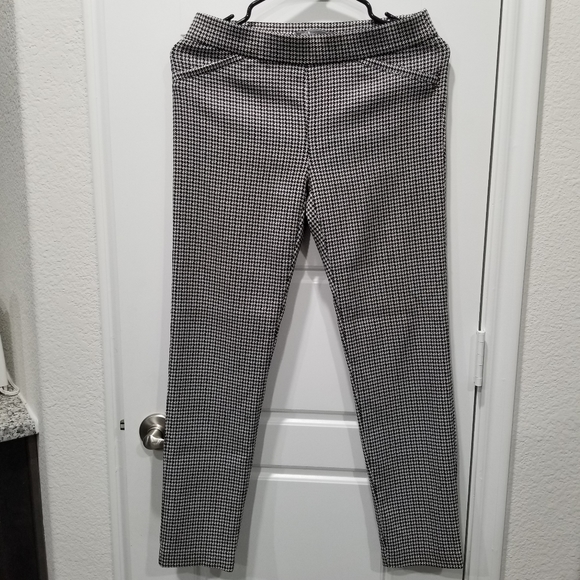 Pants Stretch Skinny Ankle Black White Houndstooh 89th Madison Size PS - Picture 1 of 8